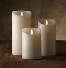 Set Of 3 Luminara Flameless Pillar Wax Scented Candles With Remote Moving Wick