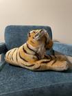 Vintage 1950s Large Steiff Reclining Tiger Mohair Chest Tag