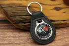 New Rare Vintage 70s Black Chevy Corvette Race Flags Leather Key Chain Ring Fob