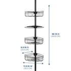Bathroom Storage Rack 4 Tier Steel Tension Pole Shower Caddy With 3 Baskets