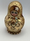 Vintage Russian Matryoshka Nesting Dolls 5-pc 3    Hand Painted Gold Floral Art