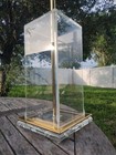 Vintage Signed Italy Lucite And Brass Lamp Mid Century Geometric Skyscraper