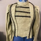 Victorian Bodice Antique 1800s Vintage Military Style Green Khaki Jacket 