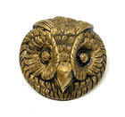 Gorgeous Antique Vintage Realistic Owl Face Hollow Brass Button - 1-1 8   a-s18 
