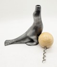 Rare Seal Sea Lion Balancing Wood Beach Ball Corkscrew Heavy Solid Pewter
