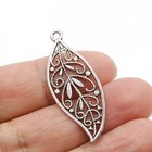 12 Or 30pcs  Antique Silver Large 2 Sided Filigree Leaf Pendant Charm Jhs859