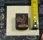 Antique Vtg Copper Rooster Chicken Letterpress Print Type Ornament Cut Block