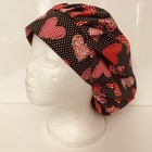 Women Surgical scrub hat  Cap Cord Lock bouffant  Style - Valentines  hearts