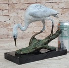 Great Blue Heron Crane Shorebird Water Bird Lover Bronze Marble Statue Sculpture