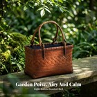 Woven Bamboo Hand Basket Sturdy Bamboo Basket With Handles Long-lasting