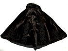 Vtg Victorian Velvet Cape Womens Beaded Scroll Design Embellished Black Thick 