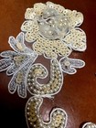 Applique Flower 3 25x4 25  Soutache Hand Sewn Pearls Sequins Beads 1pair Ivory