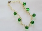Deco Vintage Bakelite lucite Necklace  Charming Apple Green Orbs   
