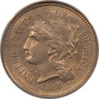 1865 Three Cent Nickel - Anacs Ms-61