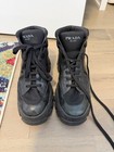 Authentic Prada Leather Monolith Booties Combat Boots 2tg155 Black - Us 12 Eu 45