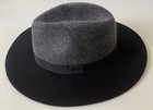 Phase 3 Nordstrom  women Two Tone Grey black 100  Wool Felt Fedora Wide Rim  nwt