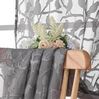 Anji Bird Grey Sheer Curtains 45 Inches Long 2 Panels Set For Small