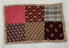 Vintage Antique Patchwork Quilt Table Topper  Four Patch  Early Calicos  Brown