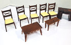 10 Vintage Renewal Dollhouse Miniature Plastic Table Chairs Hutch Desk Fireplace