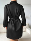 Women s Lace-trim Silk Robes Bride Bridesmaid Kimono Bathrobe V Neck Sleepwear