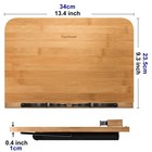 Bamboo Book Stand  Large Book Holder With 6 Adjustable Height  Foldable Cookbook