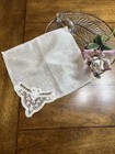 Handkerchief Wedding Exquisite Embroidered Off White French Lace Antique Bride