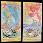 2x Eastern Caribbean  2 Banknote Polymer Money Baseball Cricket Commemorative