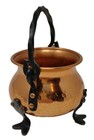 Vintage Mini Hammered Copper 3 Footed Cauldron Pot Wrought Iron Handle Miniature