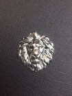 45054 - 2 Pc  Medium Lion Head Jewelry Finding Matte Silver Oxidized 