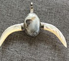 Vintage Texas Long Horn Silver Tone Polished Abalone Pendant