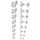 8 Pairs Stainless Steel Square Cut Cubic Zirconia Men Women Ear Stud Earrings