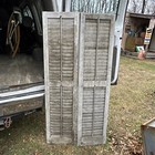 Vtg  1 Pair  Old  Wooden Door Shutters Architectural Salvage Screen 59in X 30in