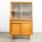 Mid Century Modern China Cabinet Hutch Meier Pohlmann Blonde Glass Doors Vintage