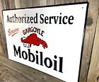 Mobiloil Gas Oil Gasoline Large 20  Embossed Metal Steel Sign Garage Vintage New