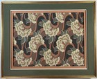 Framed Textile Wall Art Peony Floral Fabric Panel 32x43 Vintage Gold Frame