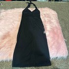 Classic Vintage Early 90s Black Halter-neck Midi Dress Made In Usa 7 8 Medium