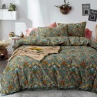 Bohemian Duvet Cover Size - Boho Paisley Green Queen Bark Green Bohemian