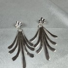 Vintage Ilaria Peruvian Sterling Silver Fan Dangle Drop Earrings 2 5in Butterfly