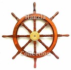 36  Vintage Brass Brown Wooden Ship Steering Wheel Wall Boat Nautical D  cor Gift