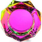 Rainbow Crystal Glass Ashtray - 5-inch Square Vintage - Thick Crystal Notched   