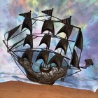 Vintage Large Metal Twisted Wire Nautical Pirate Ship Wall Hanging Decor Brass