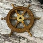 Designer 12 Inch Wooden Nautical Brass Ship Wheel - Antique Home Handmade