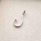 Fish Hook Pendant Sterling Silver Fishing Component Link Charm