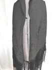 Antique Shawl Throw Silk Black Embroidered 60 X 58 In  Fringe 8 In Original 1890