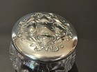 Antique Cut Crystal Powder Jar With Sterling Silver Lid  4  Widest  3  High