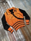 Vintage 30s Two Tone Black   Orange Striped Sun Faded Ski Sweater S m