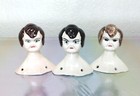Vintage Porcelain Pin Cushion Double Sided Doll Heads   Lot Of 3   Flapper Style