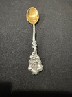 6pc Reed   Barton Sterling Silver Harlequin Gold Wash Floral Demitasse Spoon Set