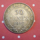1917 Newfoundland 50 Cents  925 Silver  Coin  George V Canada