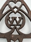 Antique Tripod Cast Iron Trivet  Hearts And Letter    w    Sad Iron Style Late 1800s